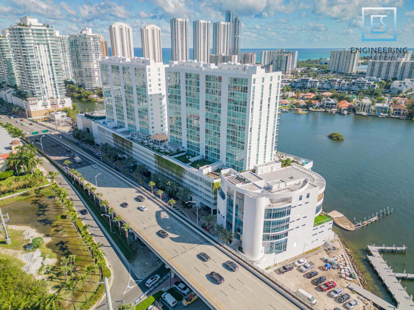 A view of the city from above.